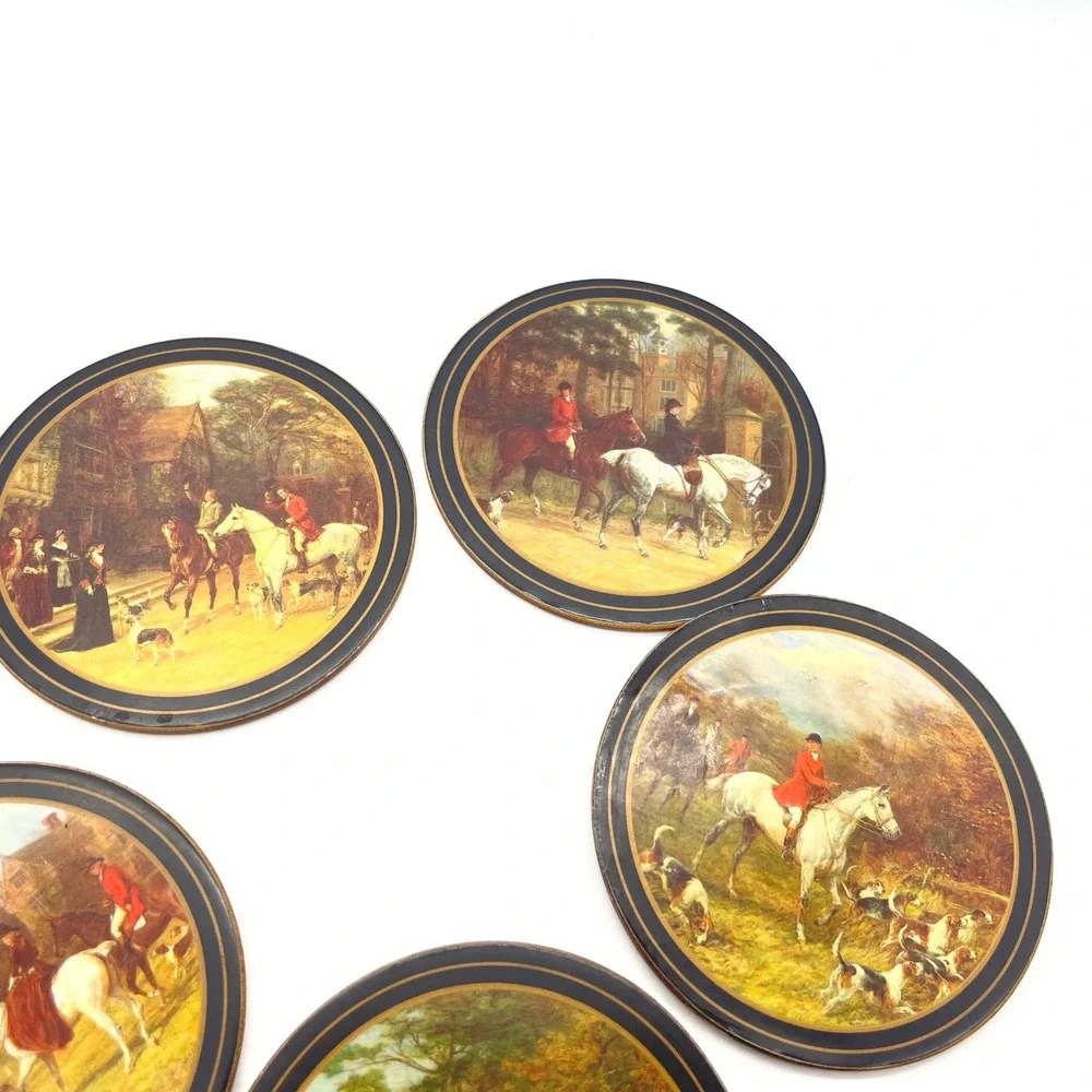 Pimpernel Tally Ho Coasters Set of 5 Fox Hunt Equestrian English Countryside